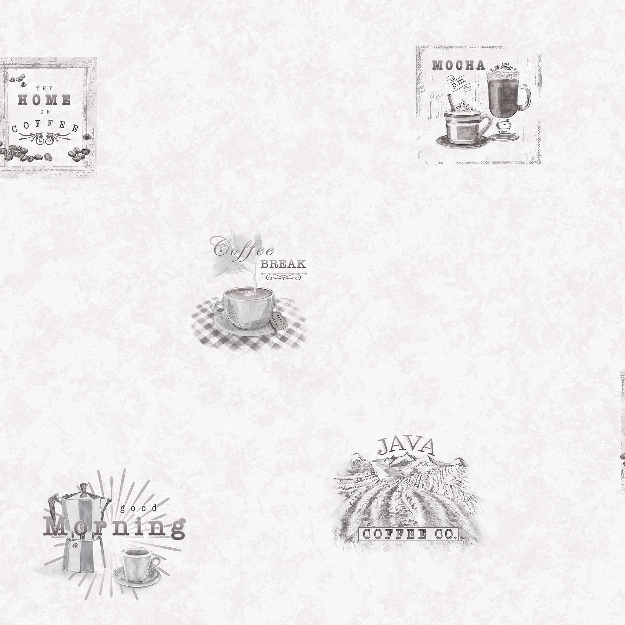 G45413 Coffee Just Kitchens Black and Grey Wallpaper By Galerie