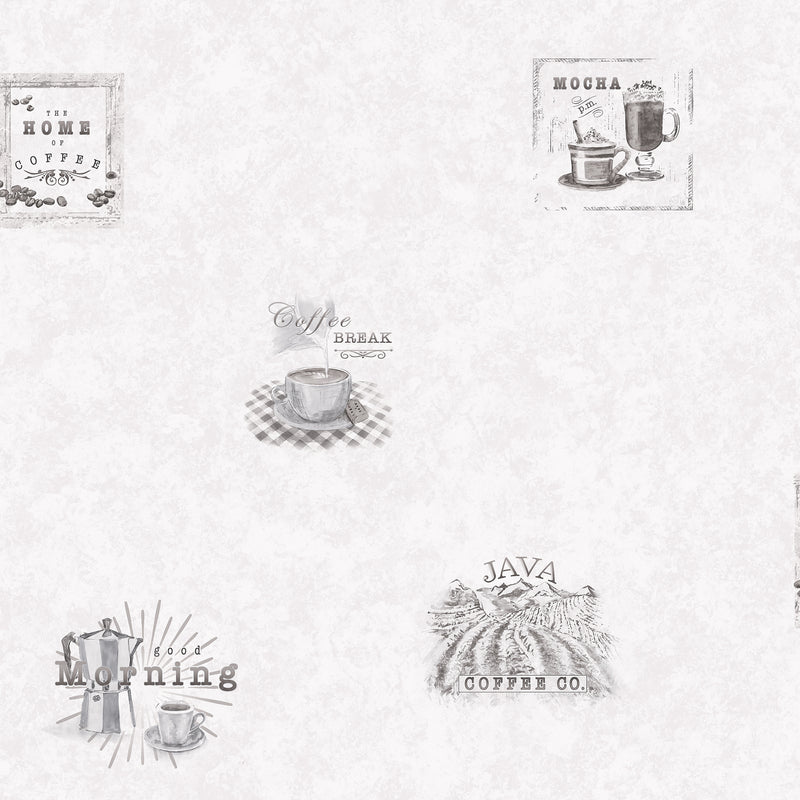 G45413 Coffee Just Kitchens Black and Grey Wallpaper By Galerie