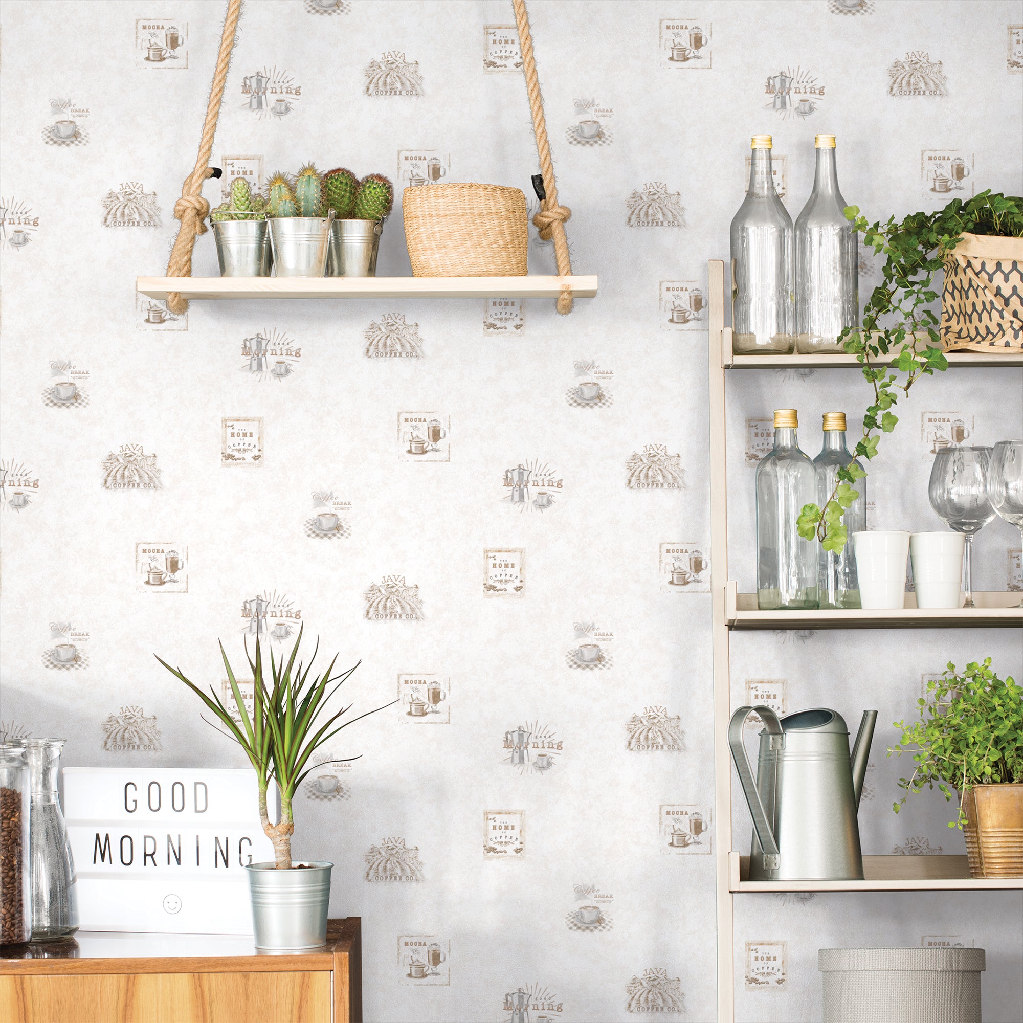 G45414 Coffee Just Kitchens Beige Wallpaper By Galerie
