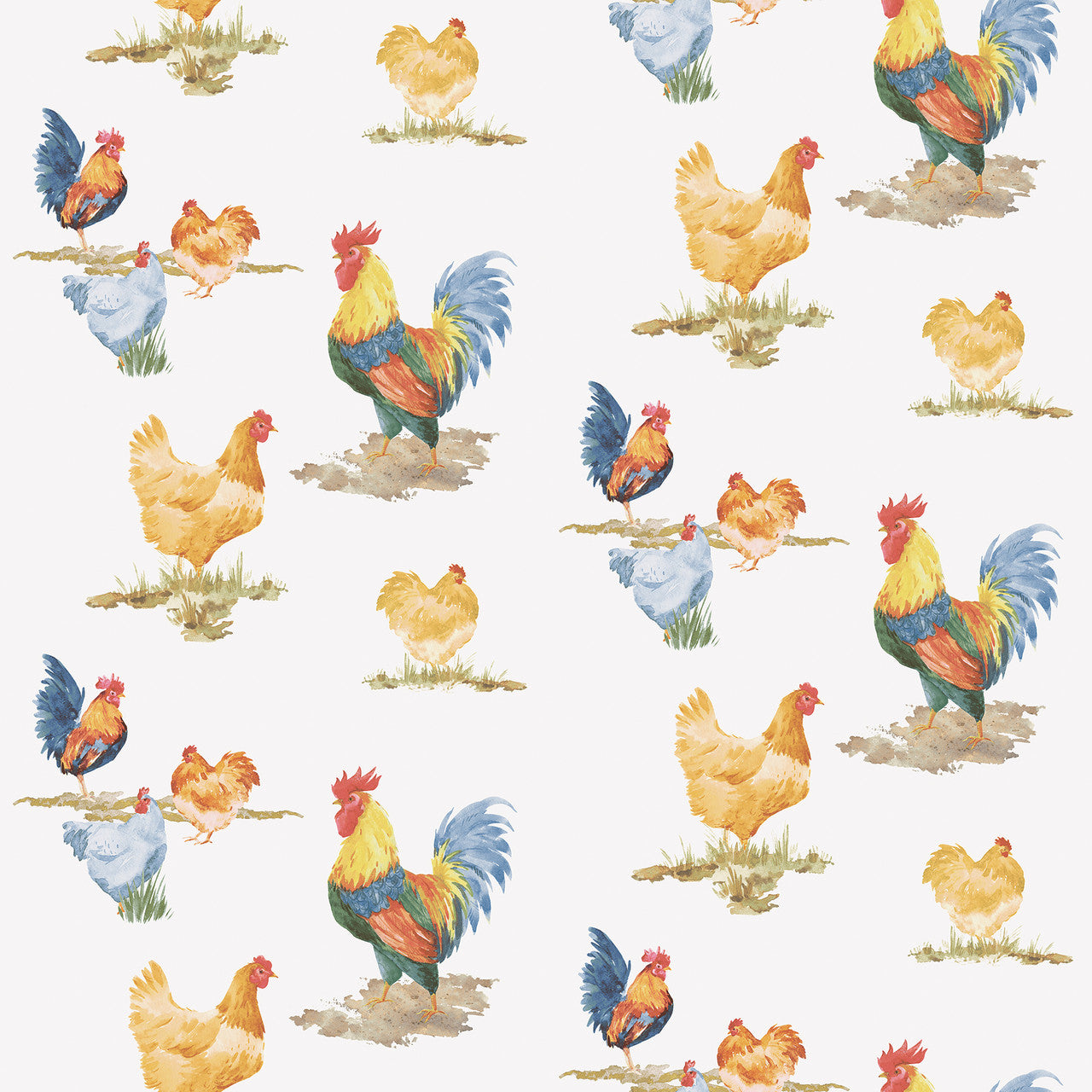 G45416 Free Range Just Kitchens Blue, Yellow and Red Wallpaper By Galerie