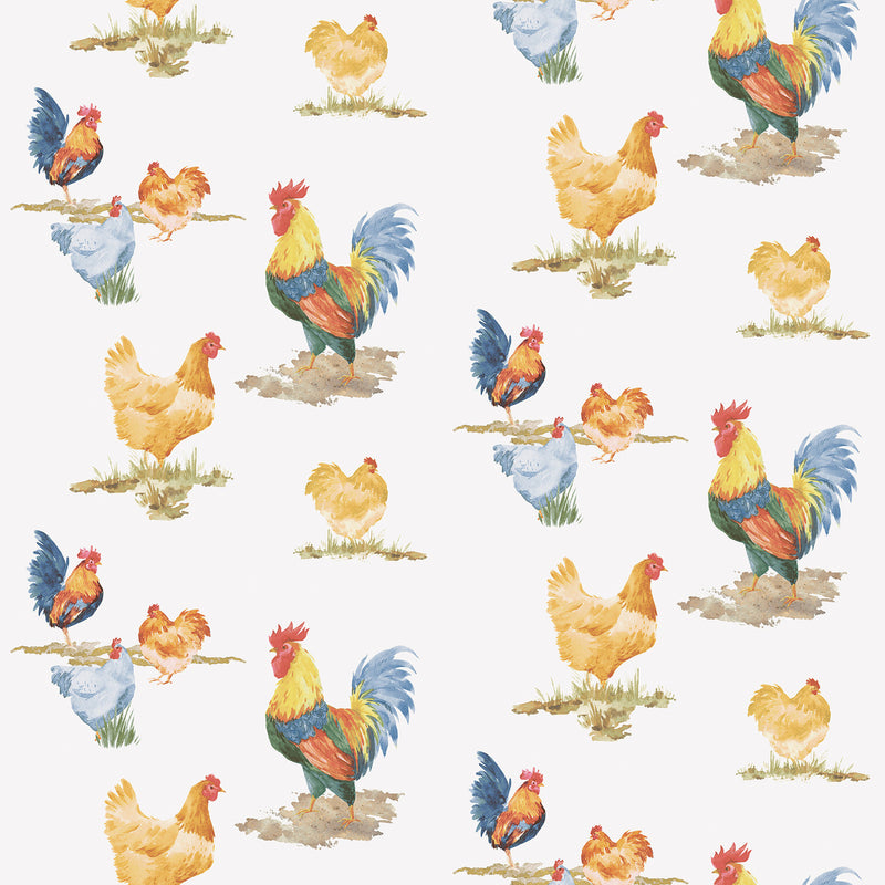 G45416 Free Range Just Kitchens Blue, Yellow and Red Wallpaper By Galerie