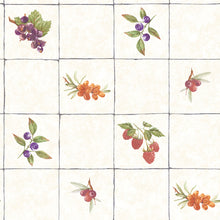G45418 Fruit Tile Just Kitchens Cream, Red, Purple and Orange Wallpaper By Galerie