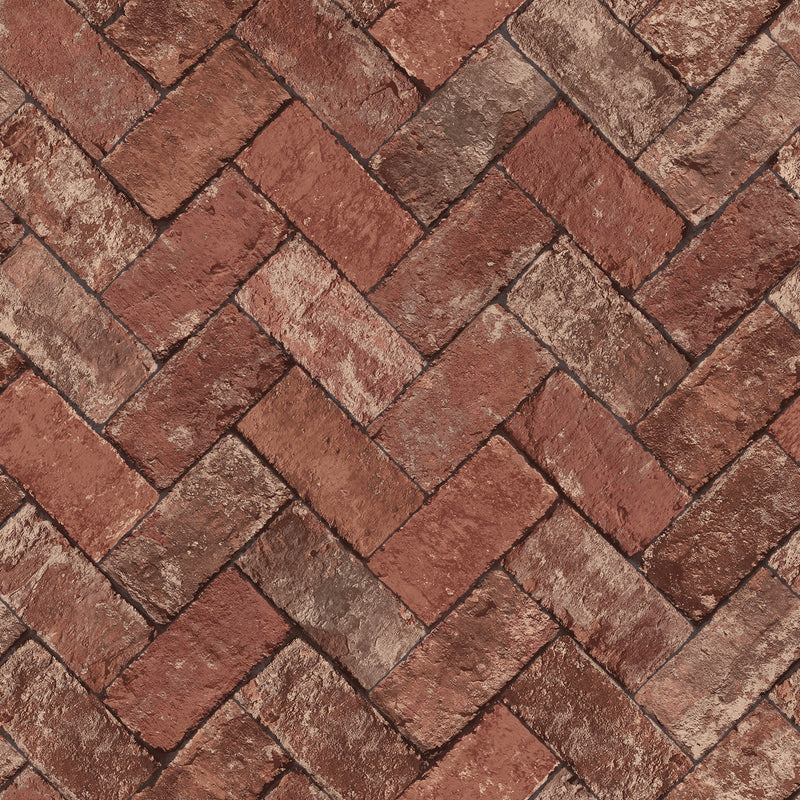 G45424 Herringbone Brick Just Kitchens Red Wallpaper By Galerie