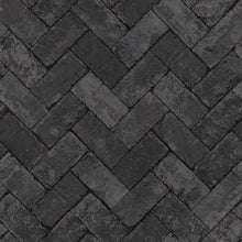 G45426 Herringbone Brick Just Kitchens Black Wallpaper By Galerie