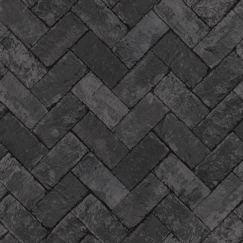 G45426 Herringbone Brick Just Kitchens Black Wallpaper By Galerie
