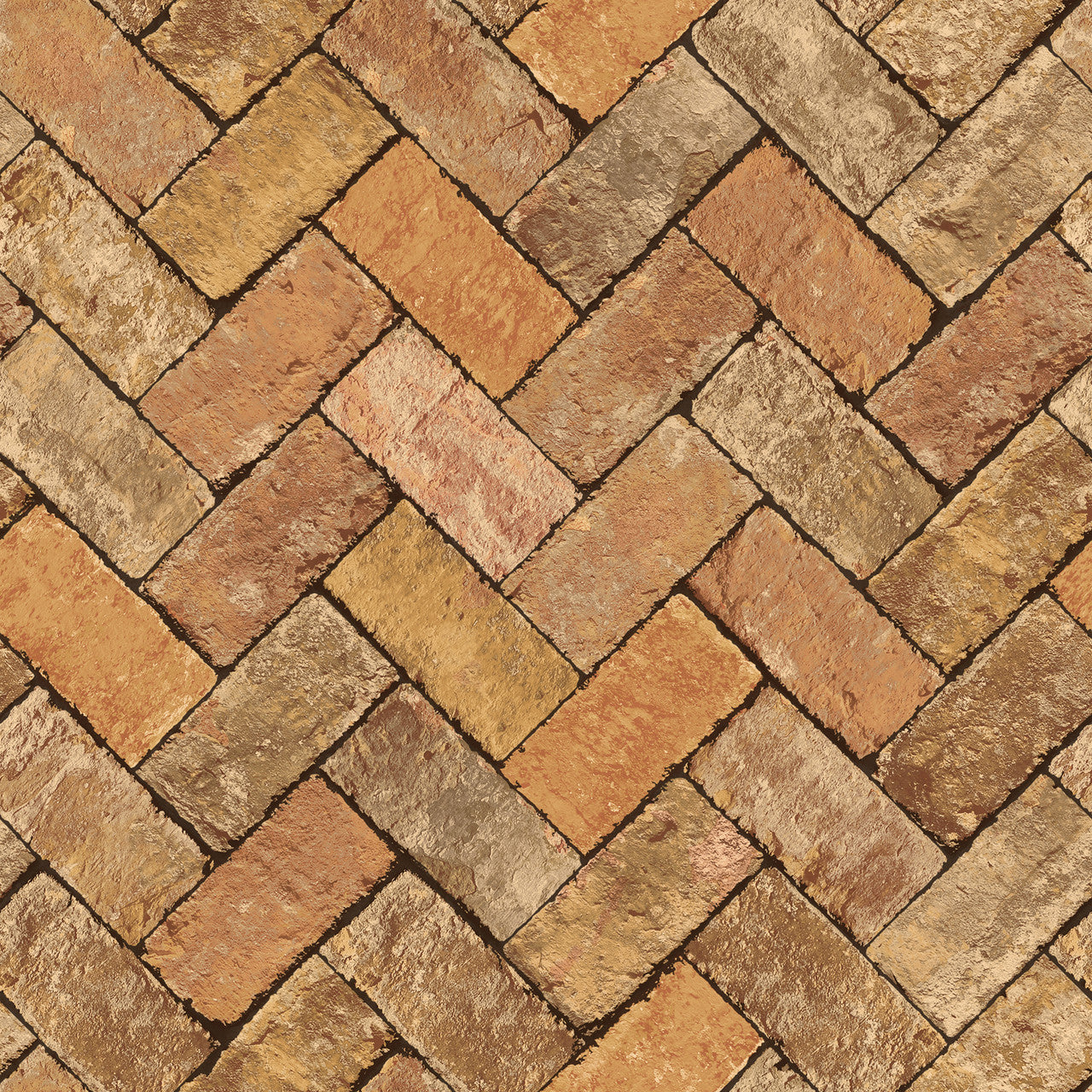 G45428 Herringbone Brick Just Kitchens Orange and Brown Wallpaper By Galerie