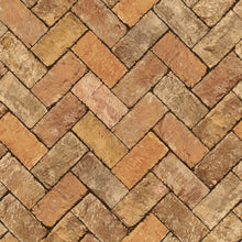 G45428 Herringbone Brick Just Kitchens Orange and Brown Wallpaper By Galerie