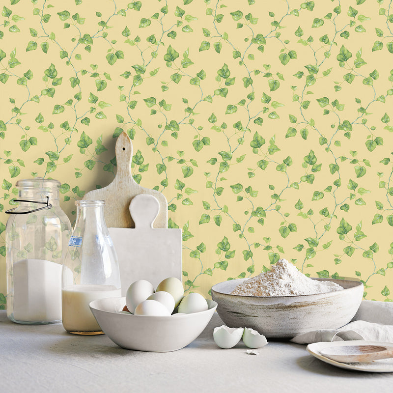 G45430 Just Ivy Just Kitchens Yellow and Green Wallpaper By Galerie