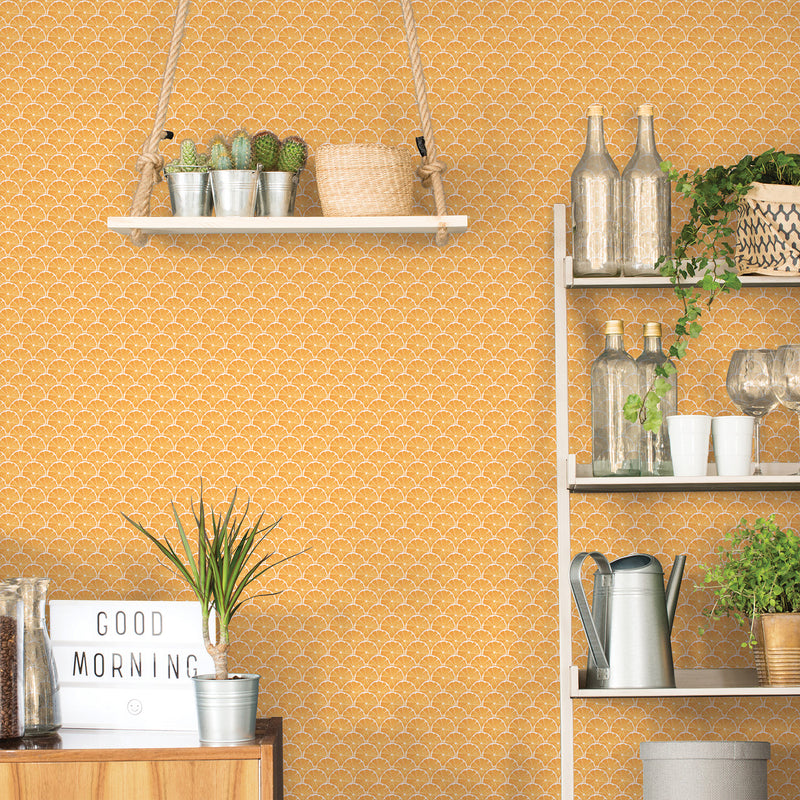 G45439 Lemon Scallop Just Kitchens Orange Wallpaper By Galerie