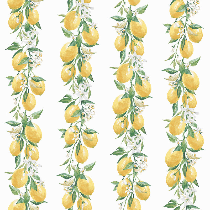 G45441 Lemon Stripe Just Kitchens Yellow, White and Green Wallpaper By Galerie