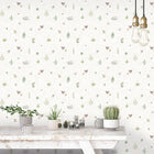 G45442 Meadow Spot Just Kitchens Beige, Green and Lilac Wallpaper By Galerie
