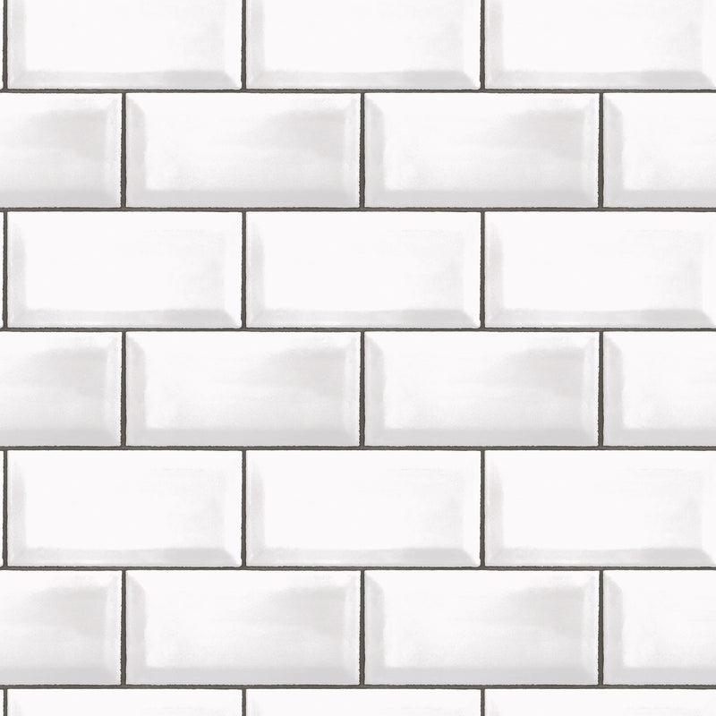 G45445 Metro Tile Just Kitchens Black and White Wallpaper By Galerie