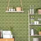 G45446 Metro Tile Just Kitchens Green Wallpaper By Galerie