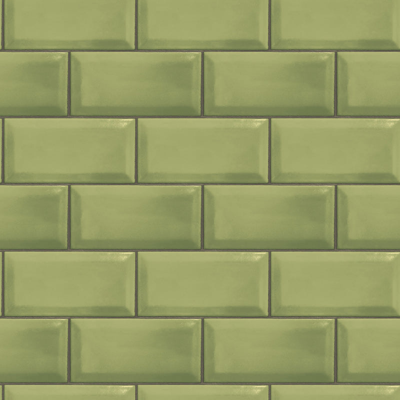 G45446 Metro Tile Just Kitchens Green Wallpaper By Galerie