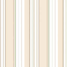 G45447 Multi Stripe Just Kitchens Taupe and Green Wallpaper By Galerie