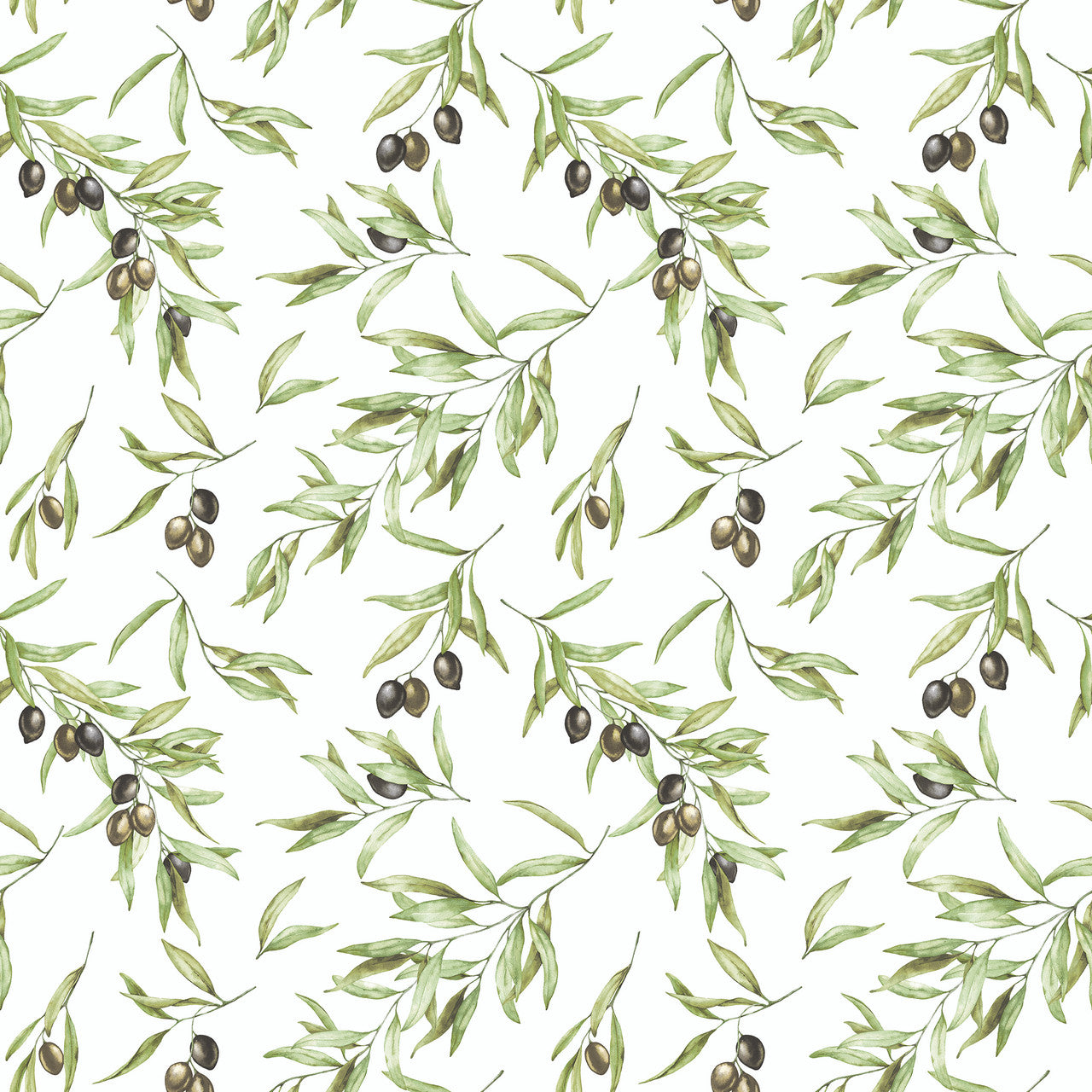 G45450 Olive Drupe Just Kitchens Green, Black and White Wallpaper By Galerie