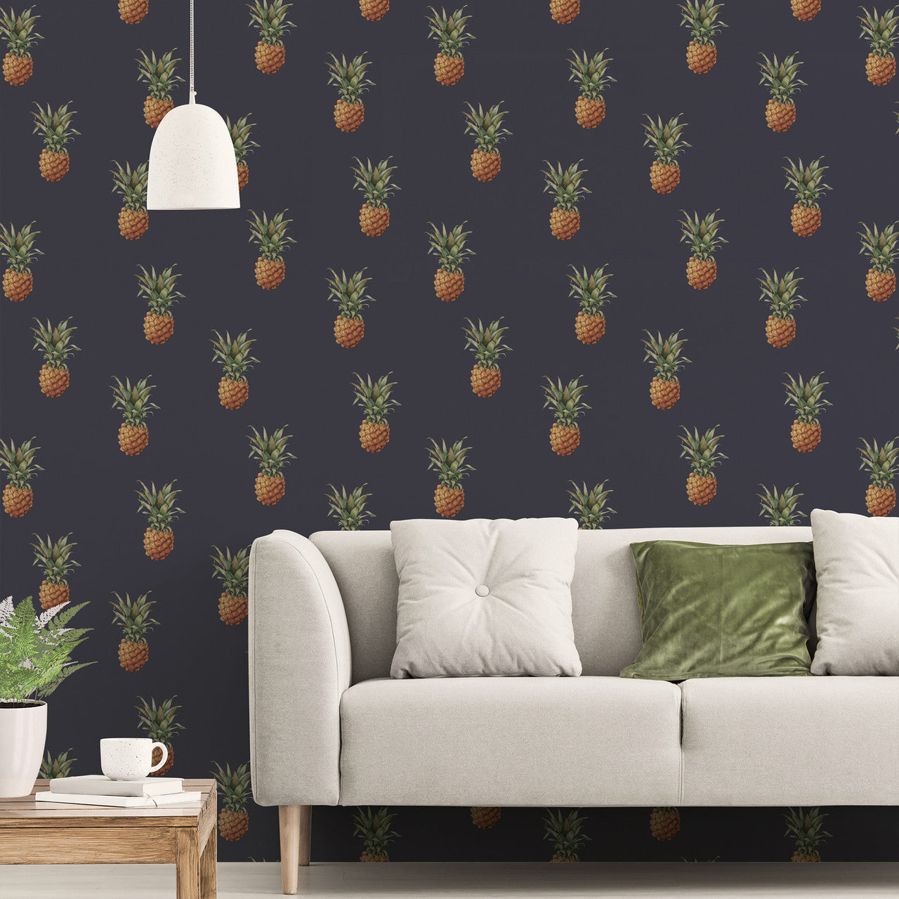 G45451 Pineapples Just Kitchens Navy Wallpaper By Galerie