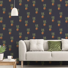 G45451 Pineapples Just Kitchens Navy Wallpaper By Galerie