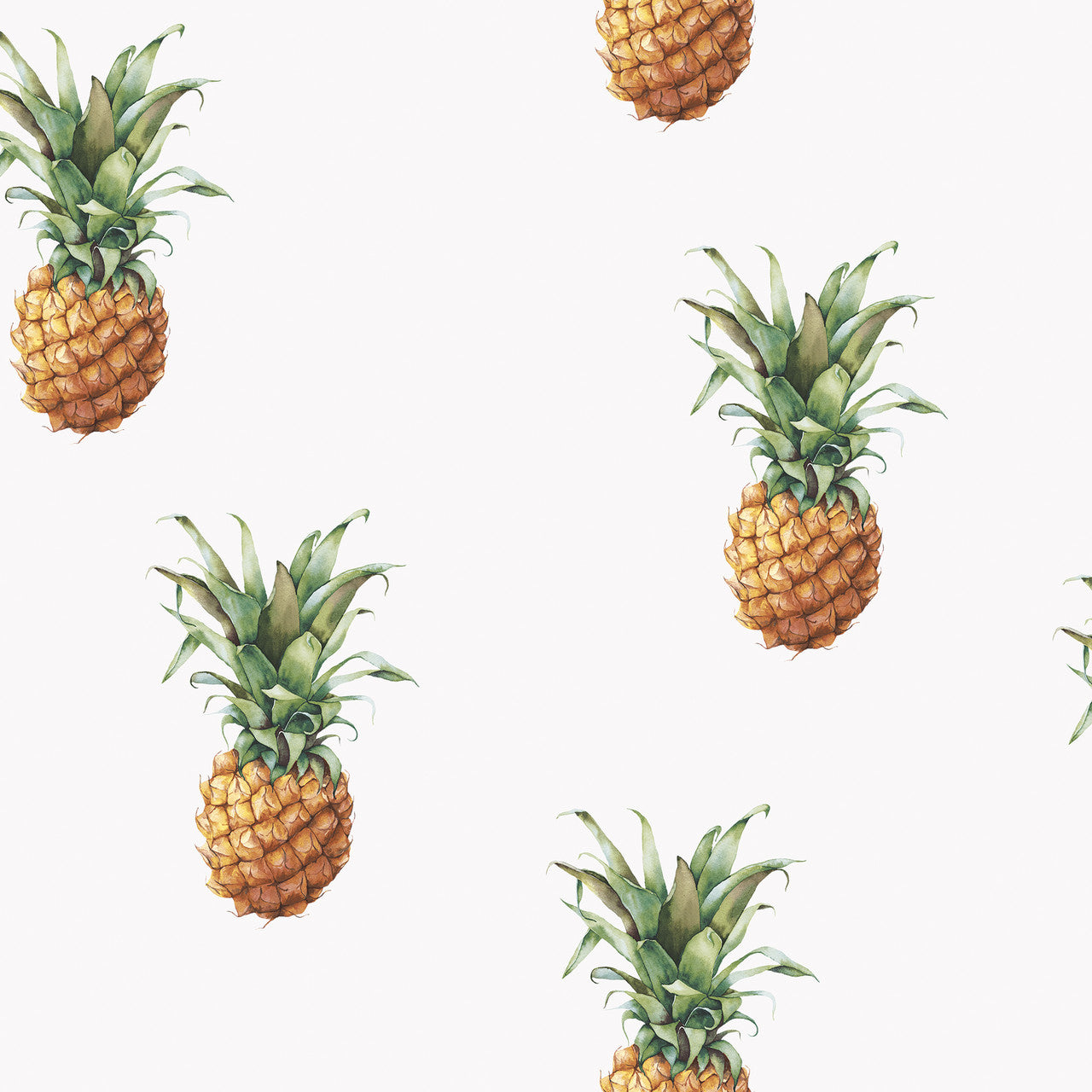 G45453 Pineapples Just Kitchens White, Green and Brown Wallpaper By Galerie