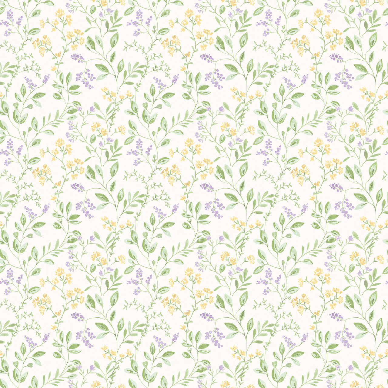 G45456 Spring leaf trail Just Kitchens Lilac, Yellow and Green Wallpaper By Galerie