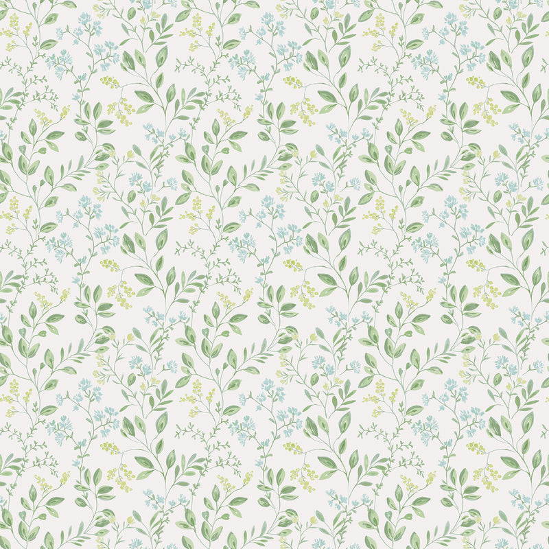 G45457 Spring leaf trail Just Kitchens Green and Blue Wallpaper By Galerie