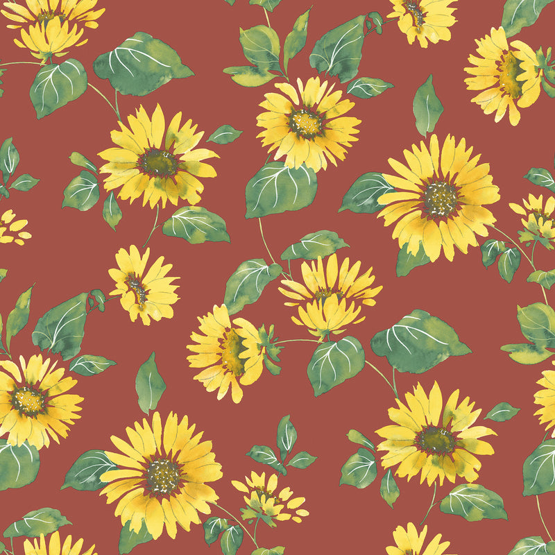 G45459 Sunflower Trail Just Kitchens Red and Yellow Wallpaper By Galerie