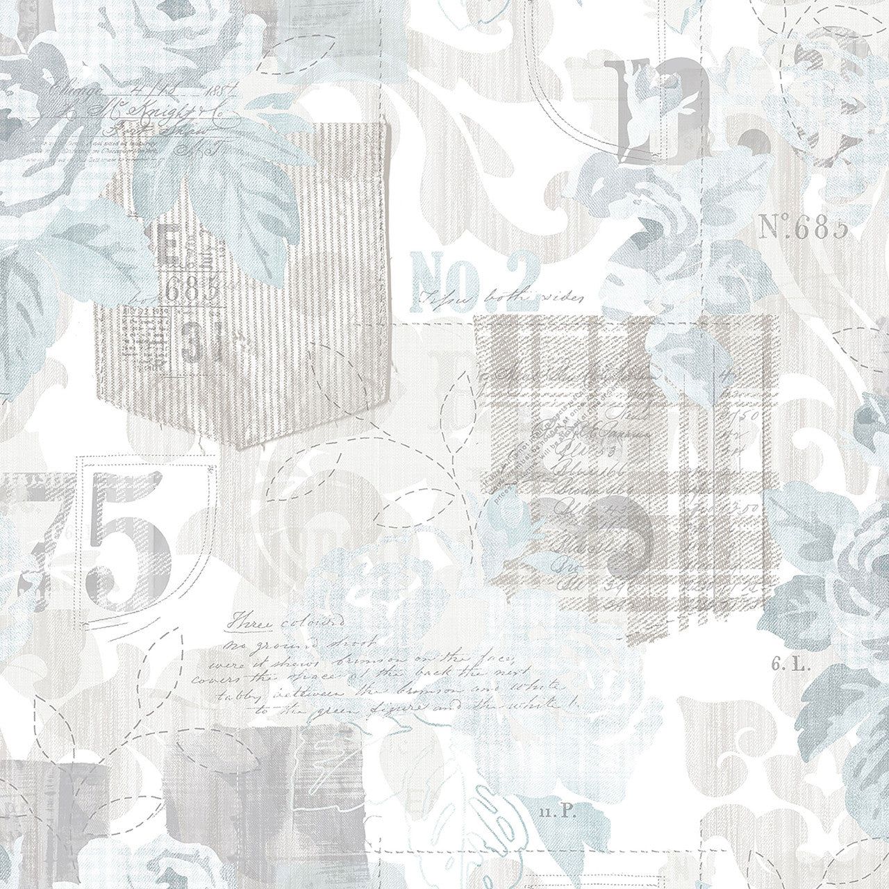 G56263 Denim Rose Floral Trail Nordic Elements Wallpaper by Galerie