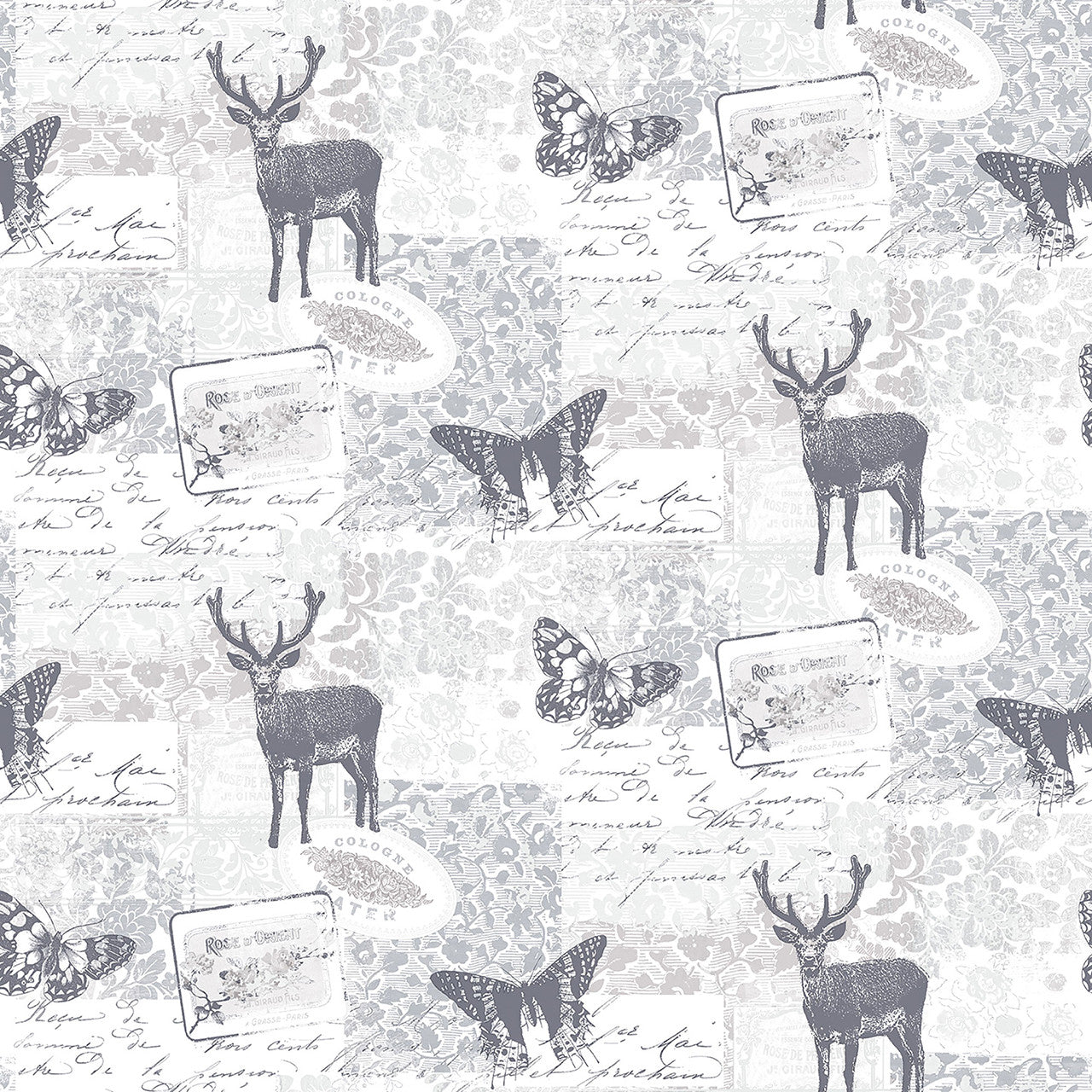 G56296 Stag Motif Nordic Elements Wallpaper by Galerie