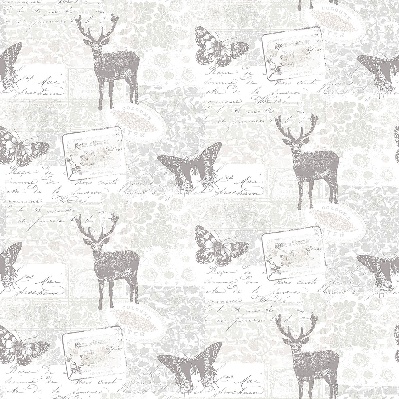 G56298 Stag Motif Nordic Elements Wallpaper by Galerie