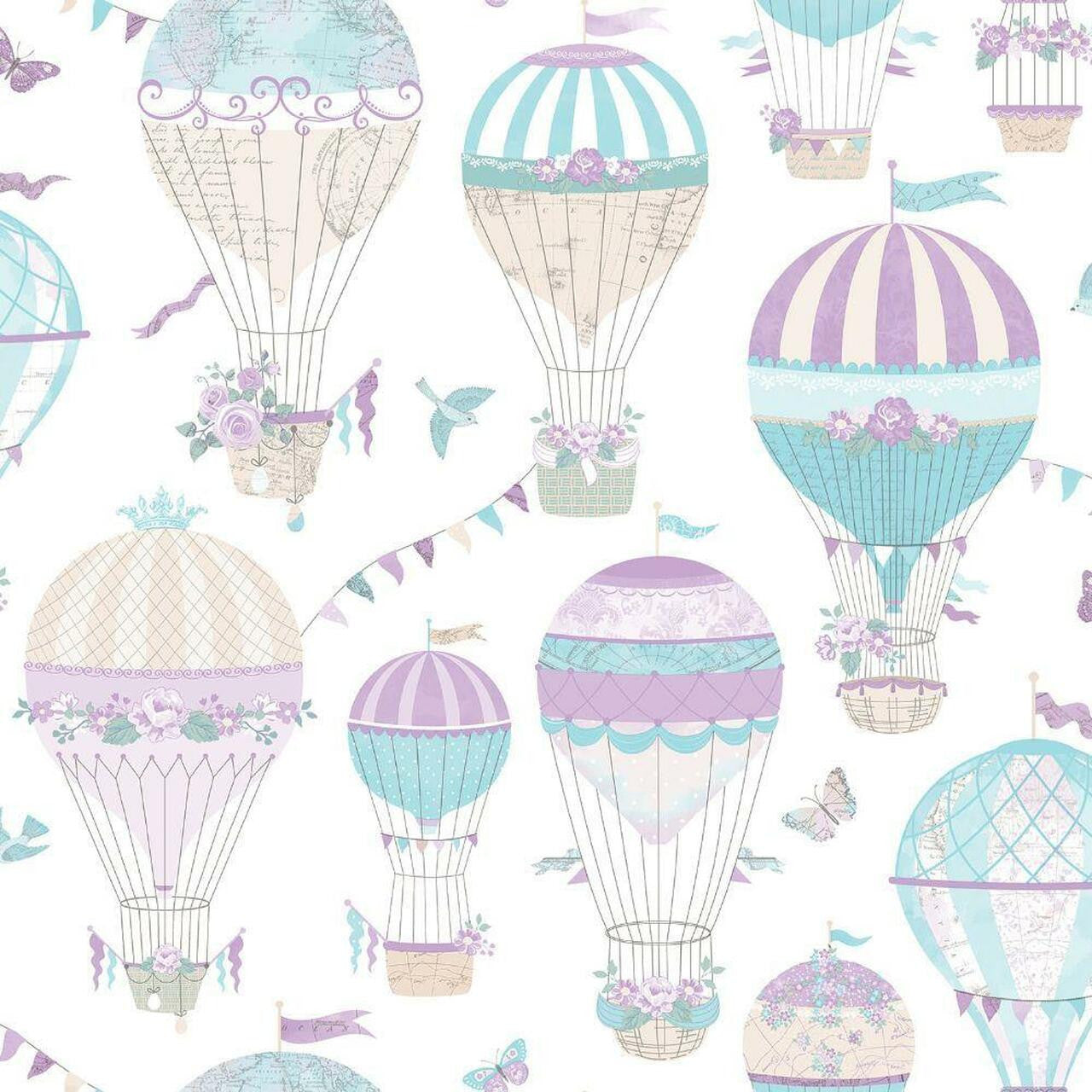 G56543 Just 4 Kids 2 Hot Air Balloons Wallpaper By Galerie