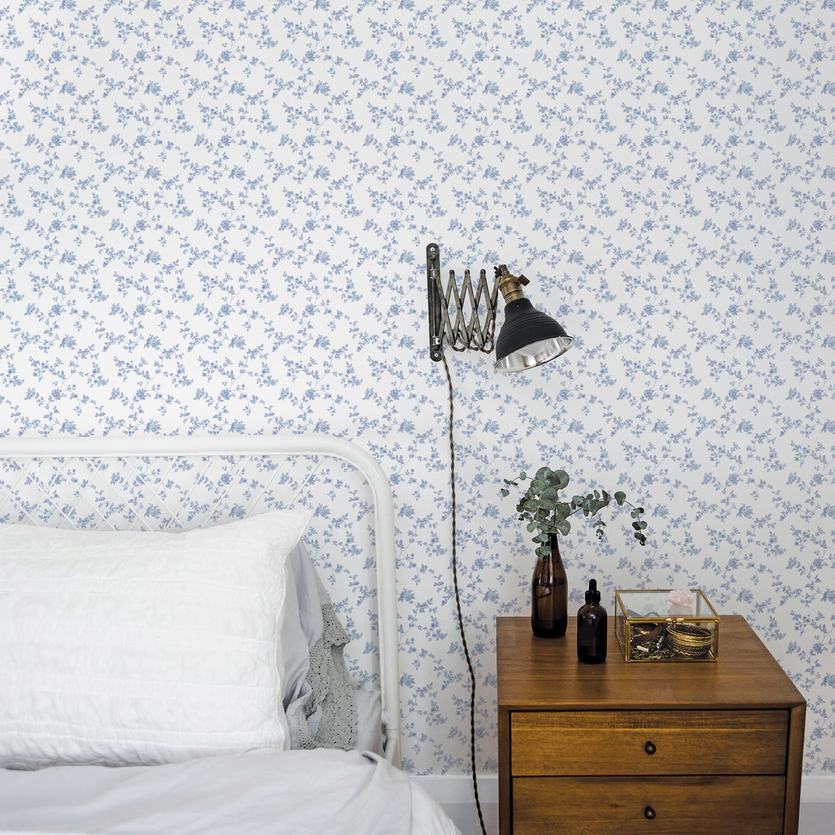 Delicate Floral Small Prints Blue Wallpaper By Galerie