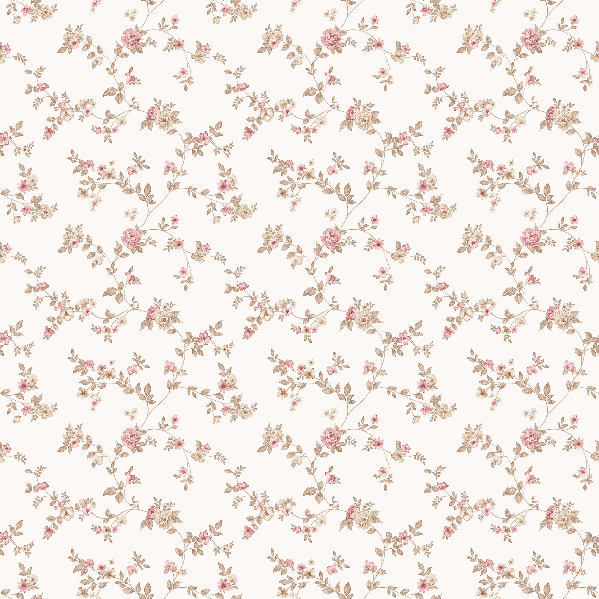 G56648 Delicate Floral Small Prints Cranberry and Tan Wallpaper By Galerie