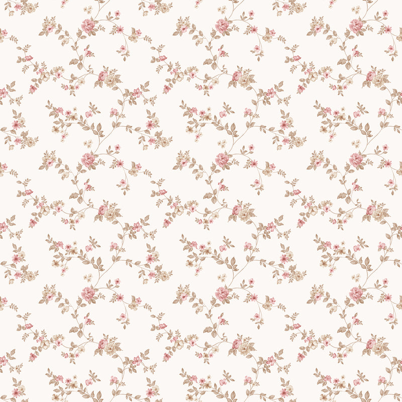 G56648 Delicate Floral Small Prints Cranberry and Tan Wallpaper By Galerie