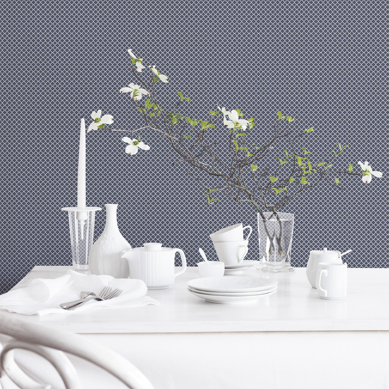 G56664 Medallion Small Prints Navy Wallpaper By Galerie