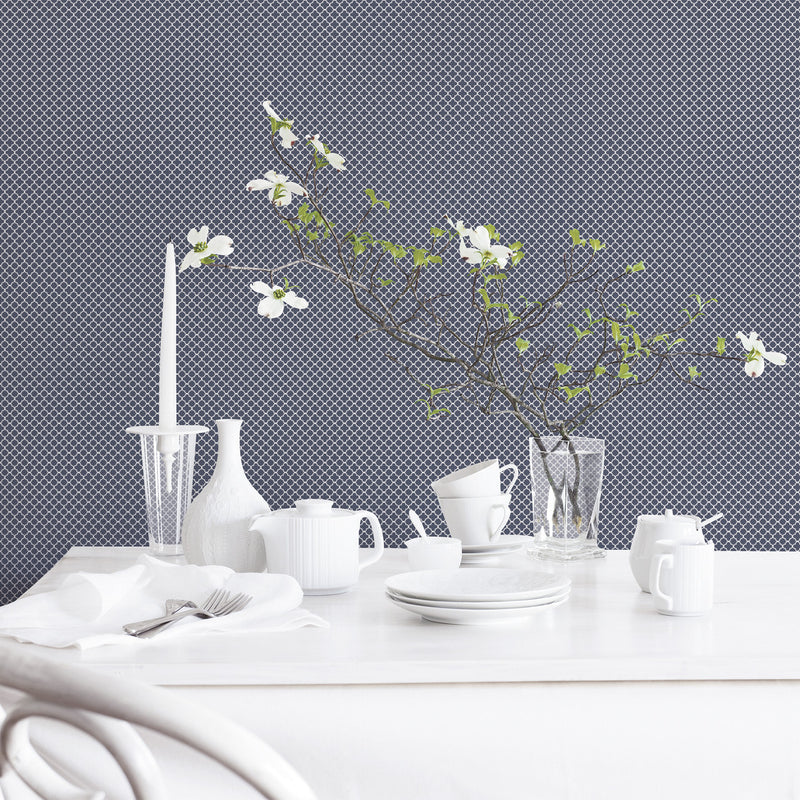 G56664 Medallion Small Prints Navy Wallpaper By Galerie