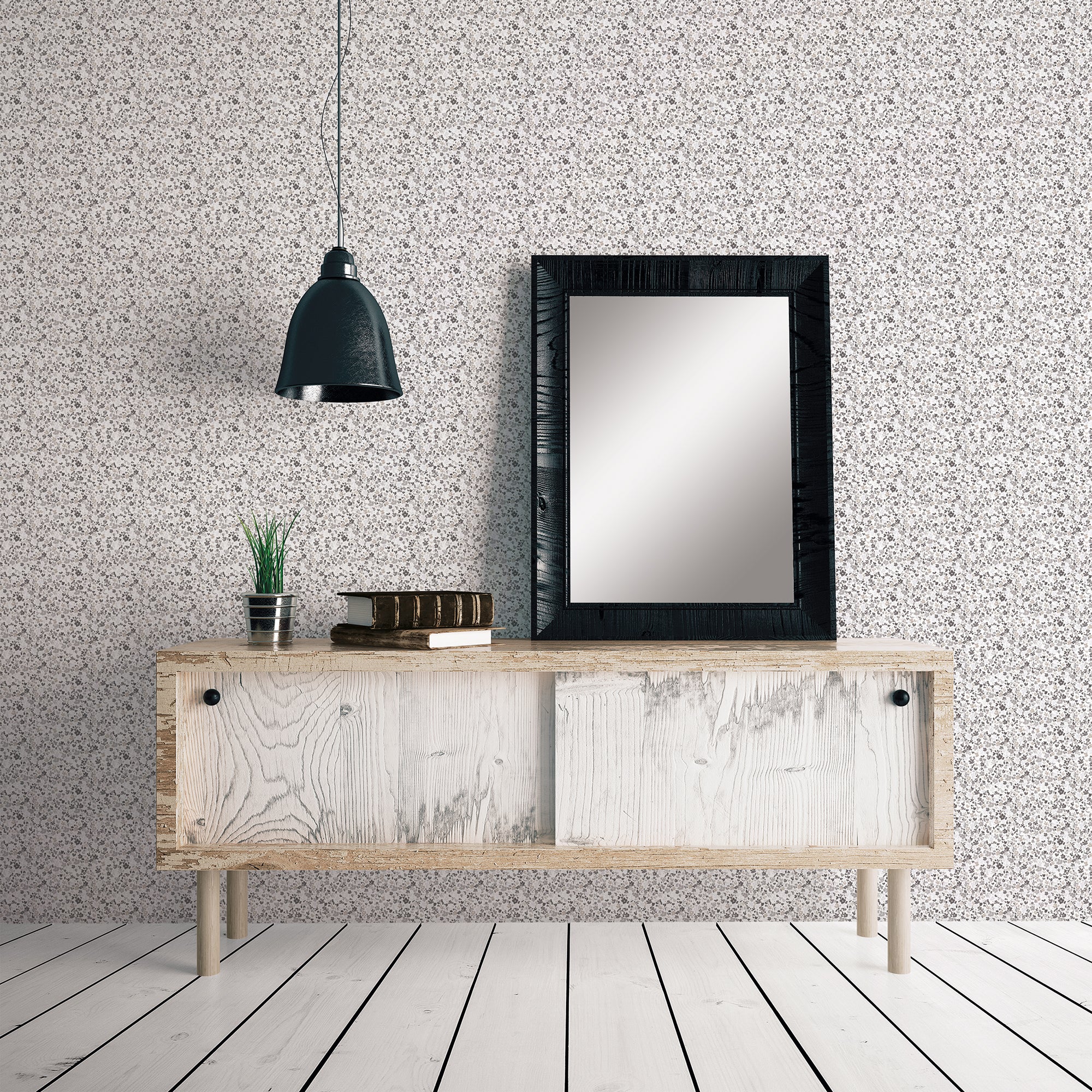 G56667 Mini Mod Floral Small Prints Grey and Black Wallpaper By Galerie