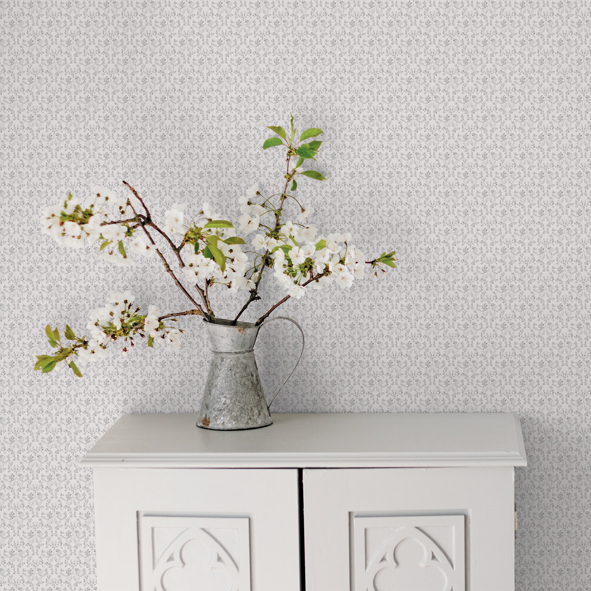 G56678 Ogee Floral Small Prints Black and Grey Wallpaper By Galerie