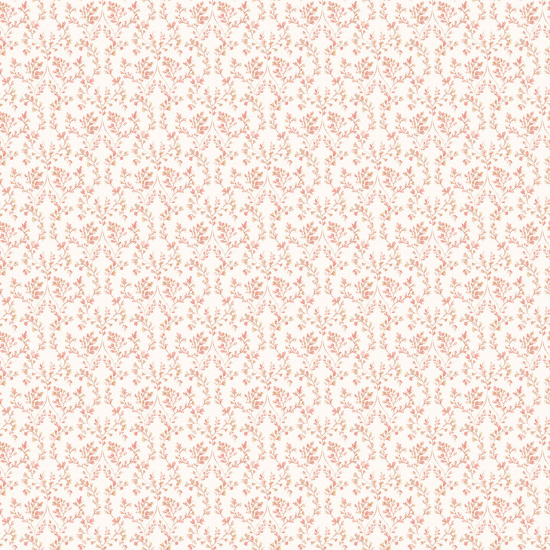 G56679 Ogee Floral Small Prints Cranberry and Tan Wallpaper By Galerie