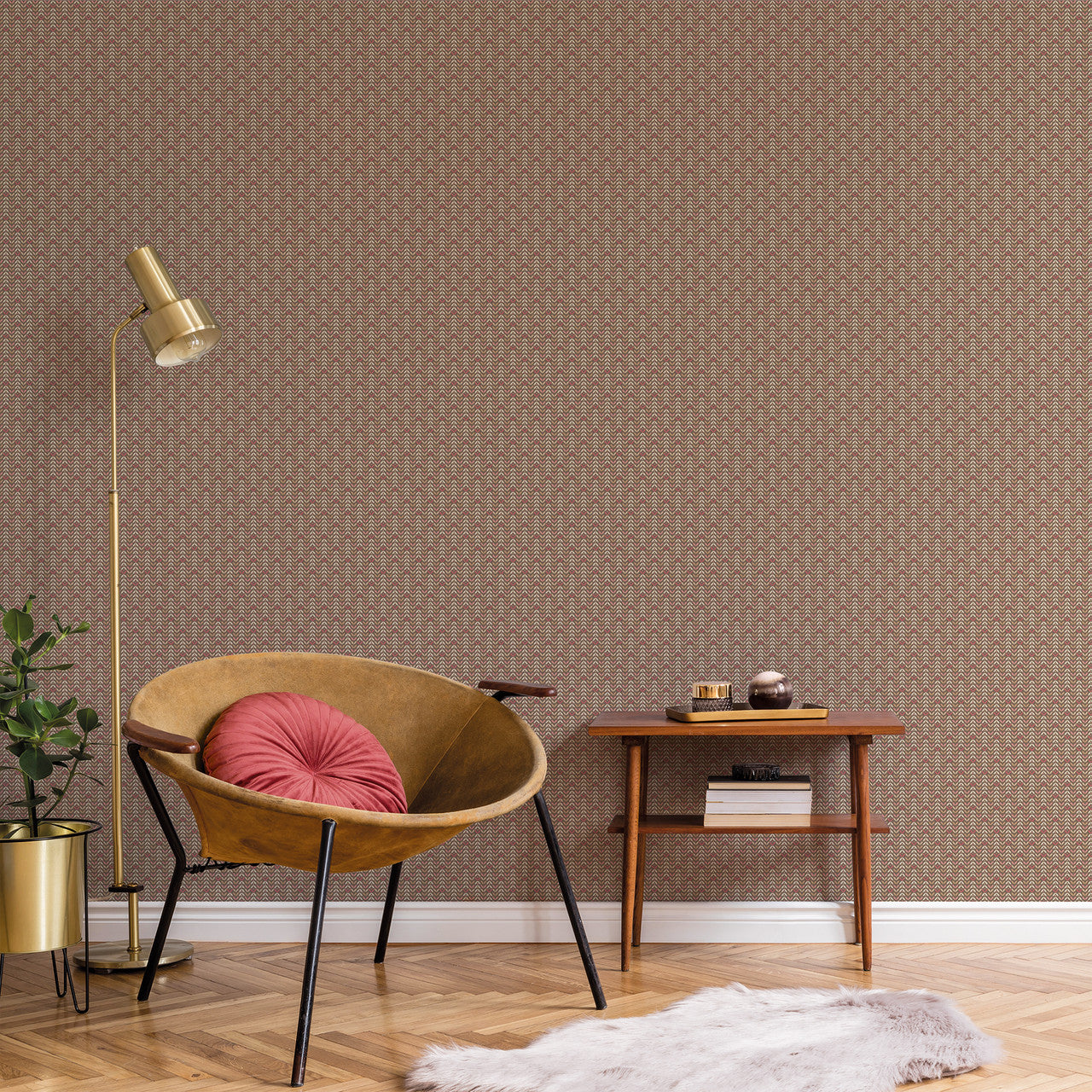 G56705 Tulip Flip Small Prints Chocolate, Pink and Tan Wallpaper By Galerie
