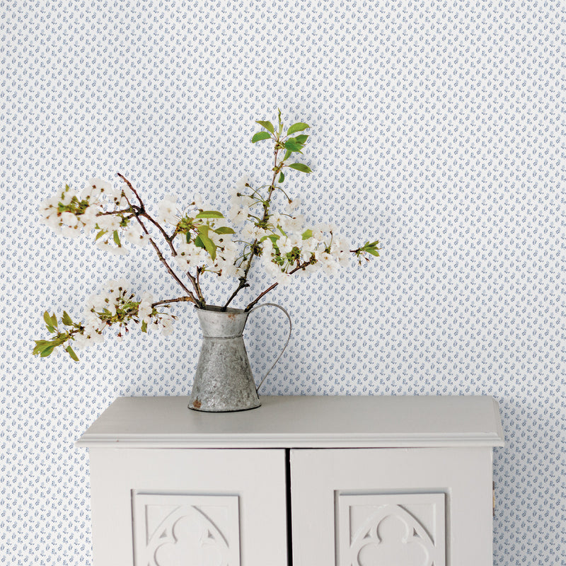 G56708 Vintage Bud Small Prints Blue and Navy Wallpaper By Galerie