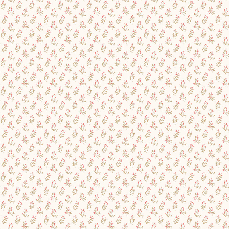 G56709 Vintage Bud Small Prints Cranberry and Tan Wallpaper By Galerie