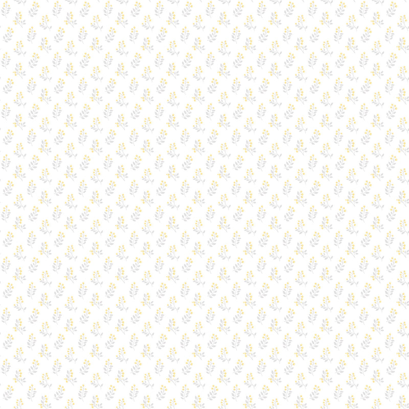 G56711 Vintage Bud Small Prints Yellow and Grey Wallpaper By Galerie