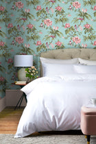 118254 Birds & Blooms Duck Egg Wallpaper by Next