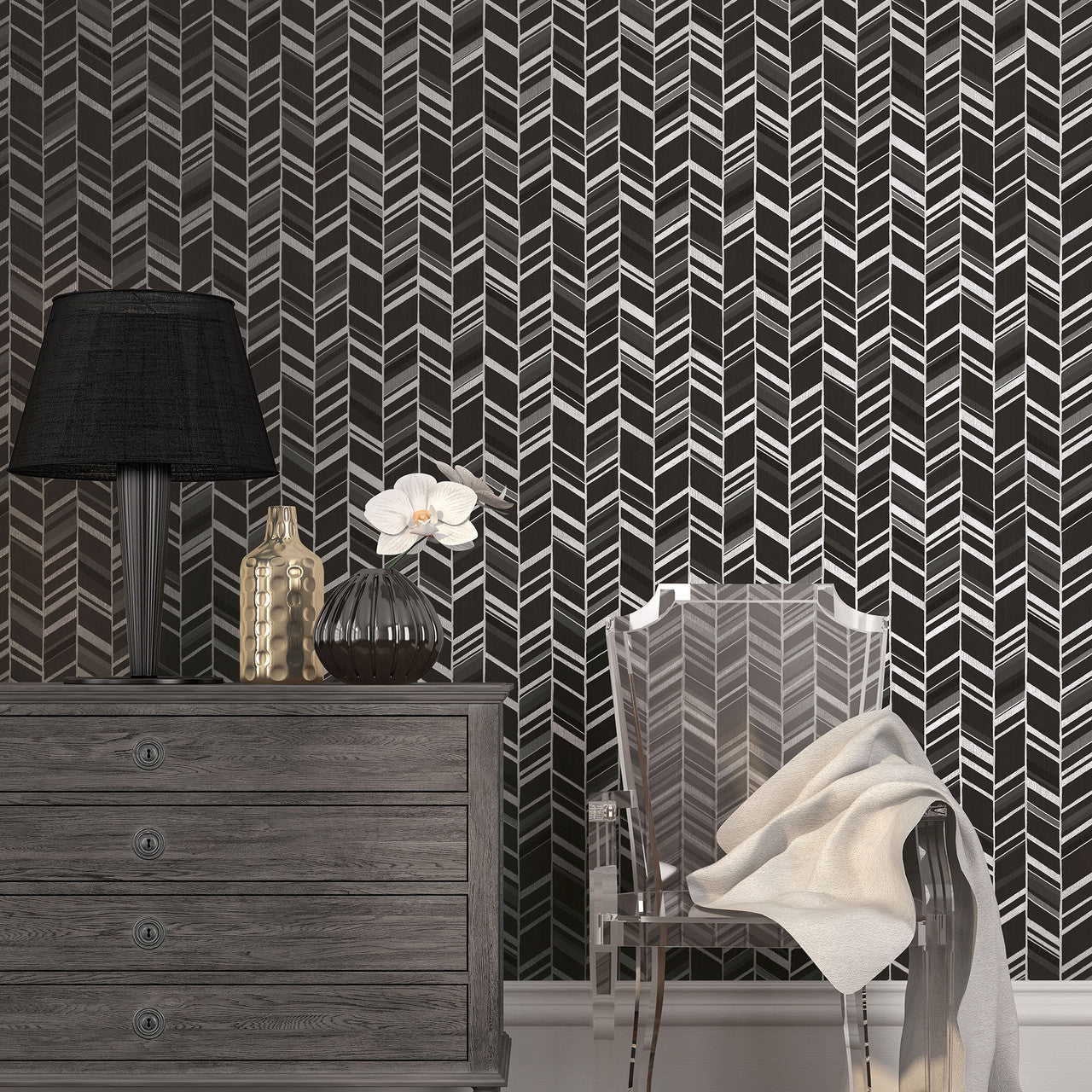 G67716 Glitter Chevrons Special FX 2 Wallpaper By Galerie
