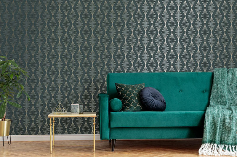 111313 Marquise Geo Emerald Boutique Wallpaper By Graham & Brown