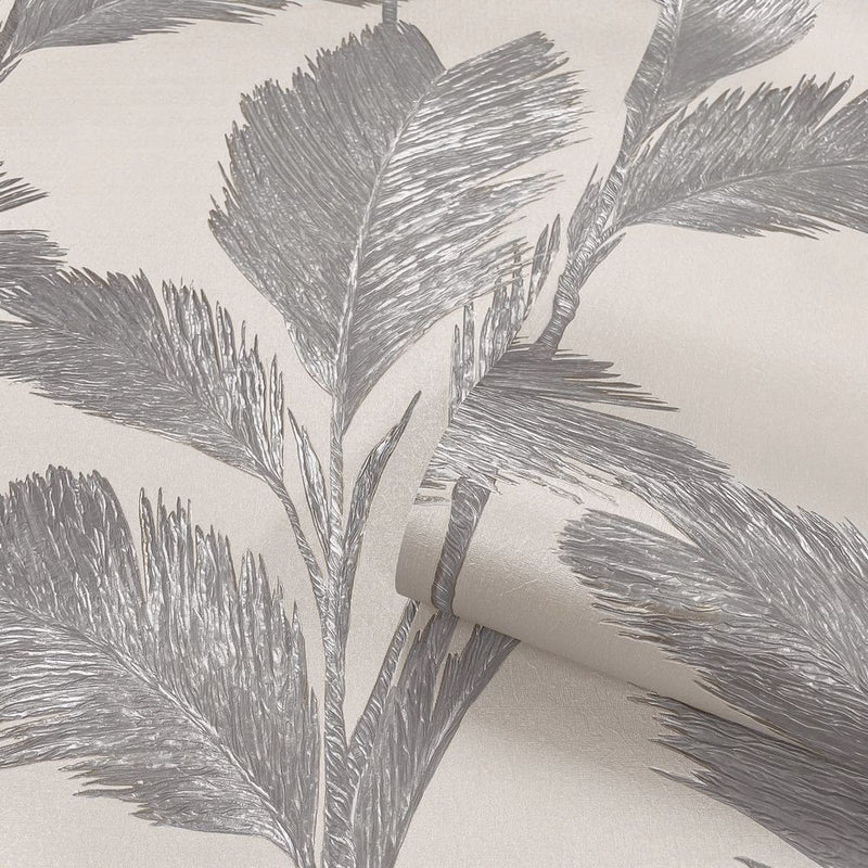 GB 210 Alessia Leaf Silver Grey Wallpaper by Belgravia