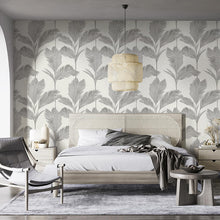 GB 211 Alessia Leaf Silver Off White Wallpaper by Belgravia