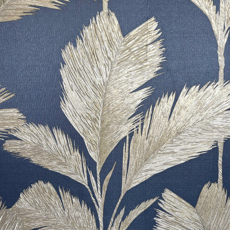 GB 213 Alessia Leaf Gold Navy Wallpaper by Belgravia
