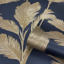 GB 213 Alessia Leaf Gold Navy Wallpaper by Belgravia