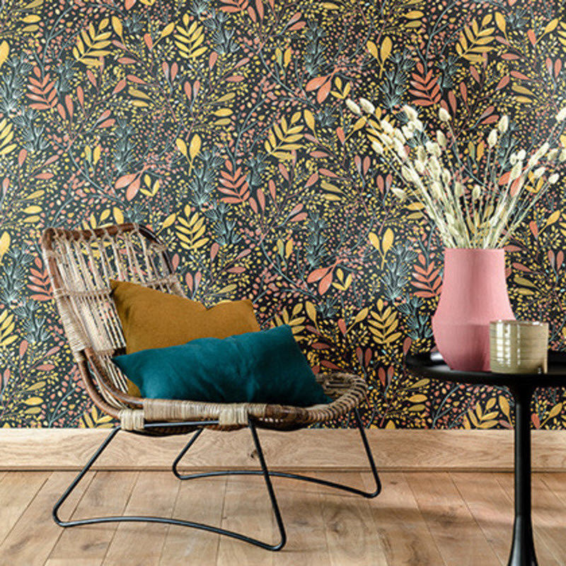 Green Life Joy Rose Ocre Or Fond Noir Green Life 2 Wallpaper by Caselio
